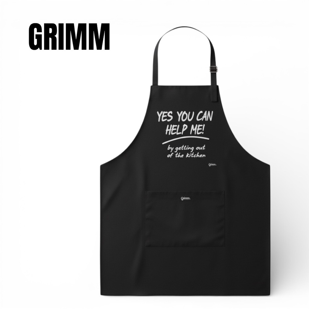 Yes You Can Help Me! Black Kitchen Apron NWOT
